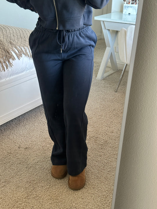 Scuba Wide Leg Sweatpants (navy)